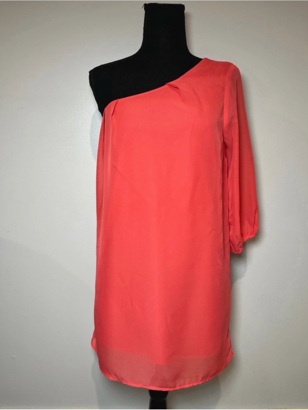 Asymmetrical One-Shoulder Coral Dress